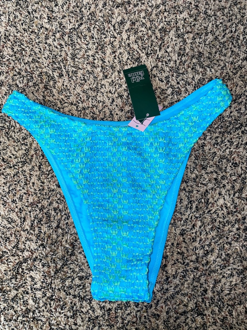 Wild Fable Cheeky Turquoise and Lime Crochet Bikini Bottom Woman’s Size M | NWT